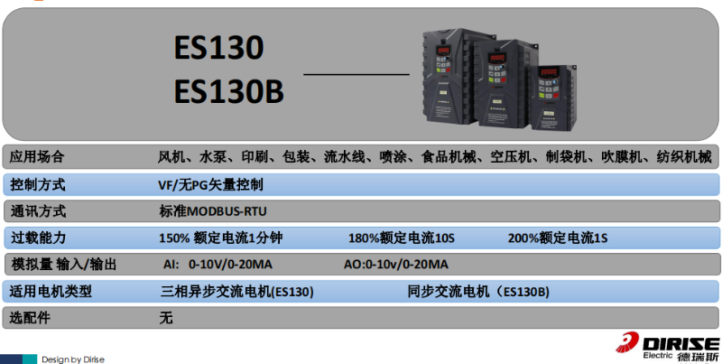ES130緊湊矢量型變頻器-基本技術數據規范-深圳德瑞斯 ES130緊湊矢量型變頻器-基本技術數據規范-深圳德瑞斯