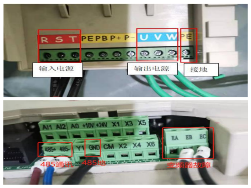 國產變頻器ES120K永磁同步變頻器空壓機調試-變頻器接線 國產變頻器ES120K永磁同步變頻器空壓機調試-變頻器接線